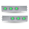 Stainless Steel Mud Flap Hanger 30 X 7.25 Inch W/ 2.5 Inch Bolt Spacing, 6 Round 4 Inch Watermelon Red/Green LEDs & Clear Lens