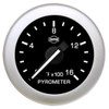 EV2 2-1/16 Inch Pyrometer Gauge 0-1600F W/ White Face, Black Bezel & Built-In Warning Light