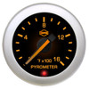 EV2 2-1/16 Inch Pyrometer Gauge 0-1600F W/ White Face, Black Bezel & Built-In Warning Light
