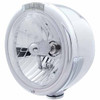 Stainless Steel Half Moon 7 Inch Halogen Headlight With H4 Bulb, Clear Turn Signal Lens For Peterbilt, Freightliner, International & Mack