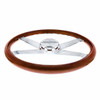18 Inch Chrome & Wood Grain 4 Spoke Steering Wheel W/ Wire Cutout & Horn Bezel W/ Button