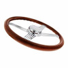 18 Inch Chrome & Wood Grain 4 Spoke Steering Wheel W/ Wire Cutout & Horn Bezel W/ Button