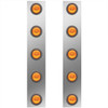 15 Inch Stainless Steel Front Air Cleaner Panels W/ 10 - 2 Inch Amber/Amber LEDs For Kenworth T800 Split Fender