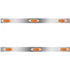 Stainless Steel Day Cab Panels W/ 6 P1 Amber/Amber LEDs For Kenworth W900