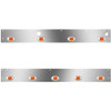 Day Cab Panels W/ 9 Total P3 Amber/Amber LEDs, Block Heater Plug Hole, Step Light For Kenworth T800 Split Fender