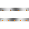 Stainless Steel Day Cab Panels W/ 9 Total 2 Inch Amber/Amber LEDs, Dual Step Lights For Kenworth T800 SF