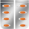 Stainless Steel Cowl Panels W/ 8 P1 Amber/Clear LEDs For Kenworth W900L