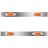 38 Inch Stainless Steel Sleeper Panels W/ 4 P1 Amber/Amber LEDs For Kenworth T800, W900