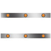 38 Inch Stainless Steel Sleeper Panels W/ 6 Round 2 Inch Amber/Amber LEDs For Kenworth T660, T800, W900