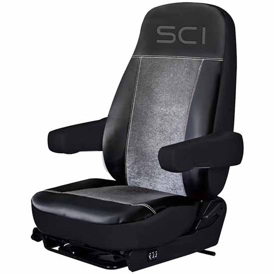 Black / Gray Synthetic Leather & Microfiber Seat Cover 4 State Trucks
