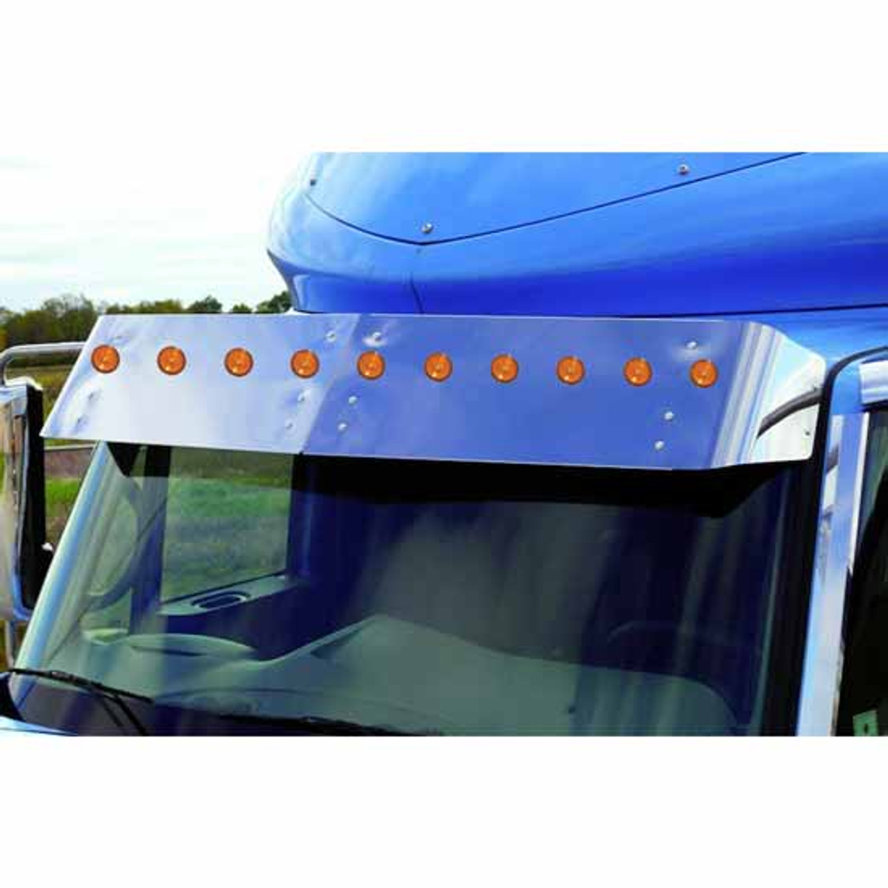 12.5 Inch Drop Visor W/ 10 - 2 Inch Amber LED Lights For