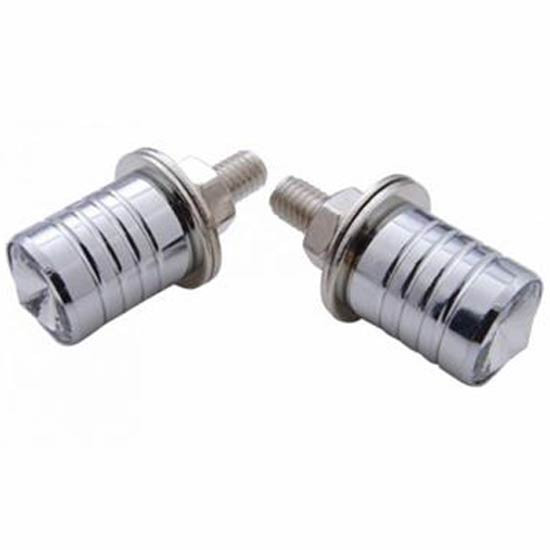 Chrome License Plate Fastener W/ Clear Jewel 2 Pack 4 State Trucks