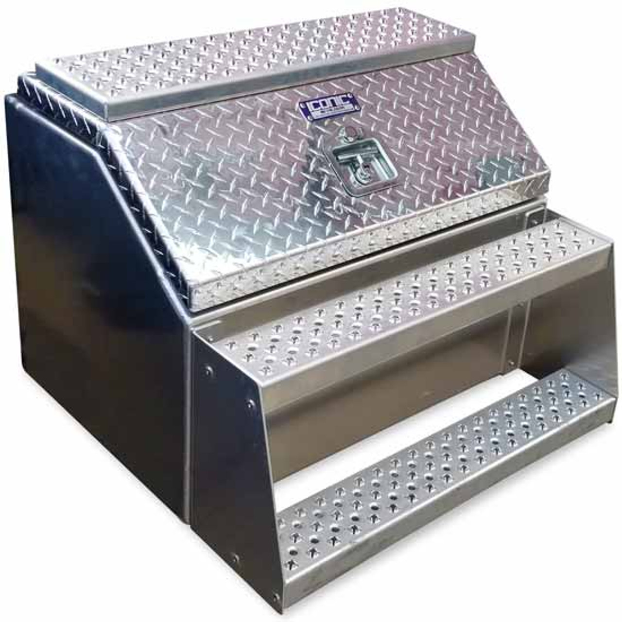 Big Mouth Smooth Aluminum Step Box With Diamond Plate Lid 30 X 24