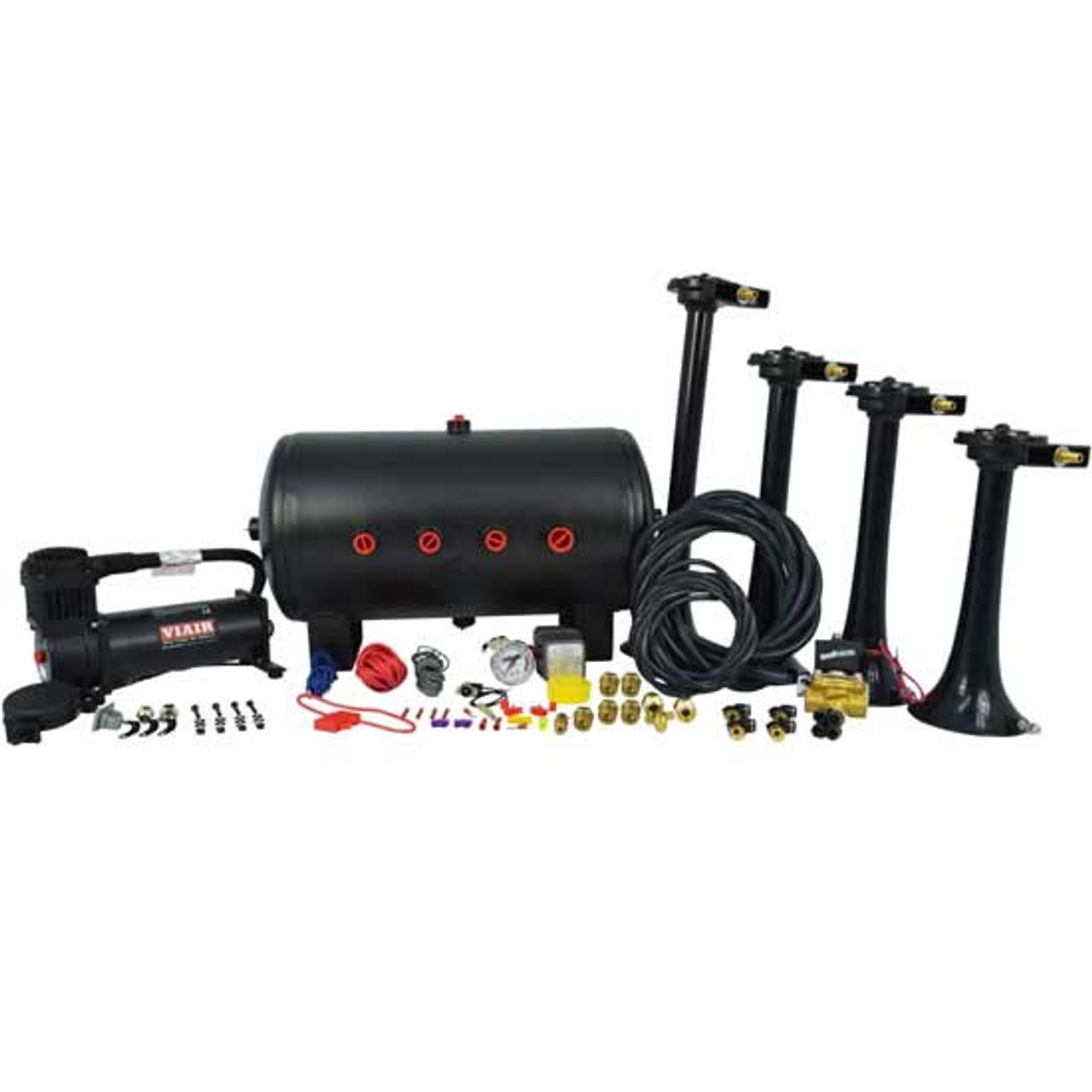HornBlasters Conductors Special 544 Nightmare Edition Train Horn Kit With 5  Gallon 8 Port 150 PSI Air Tank