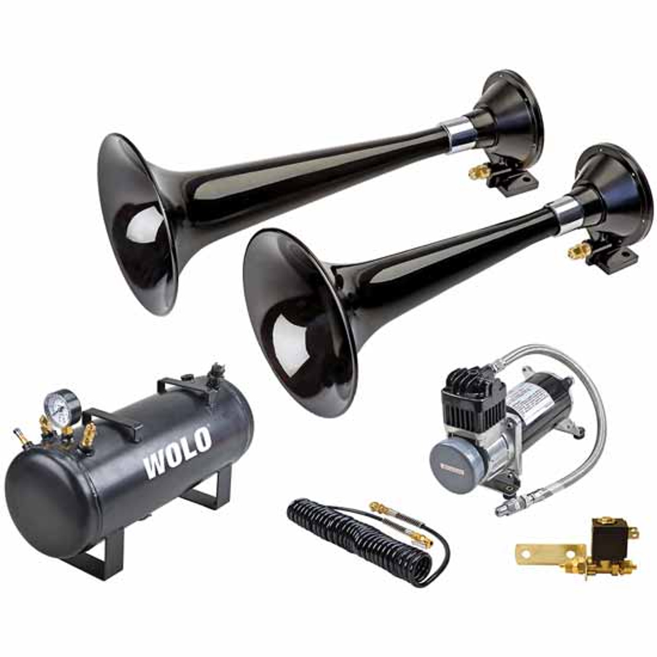 Western Express Pro Train Horn 12-Volt 125 Db 330/336 Hz Kit With  Compressor And Air Tank - 4 State Trucks
