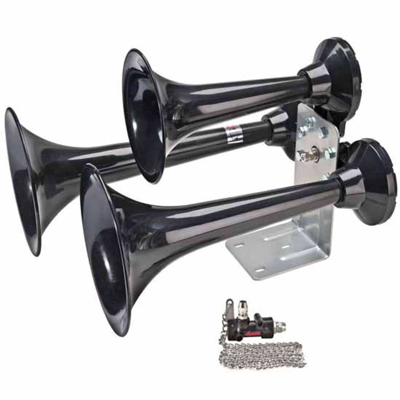 Giant 28 X 8.25 X 4.5 Inch Rectangular Chrome 130 Decibel 330Hz Low Range  Air Horn - 4 State Trucks