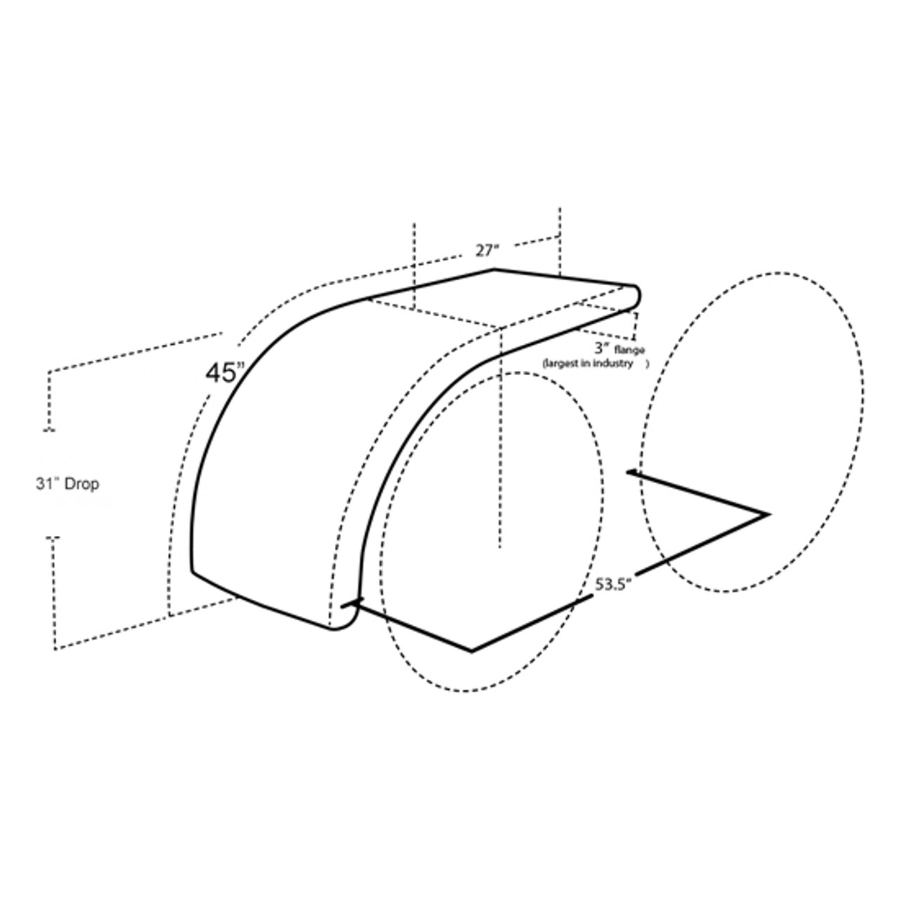 72 Inch 430 Stainless Steel Low Rider Half Fender, By