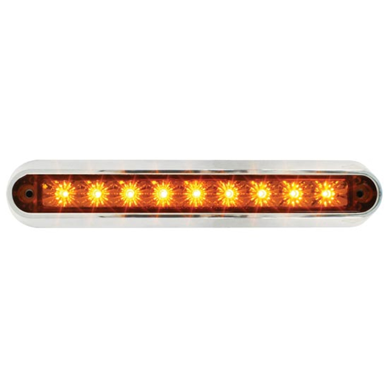 6.5 Inch Surface Mount Amber LED Light Bar W/ Chrome Plastic Base