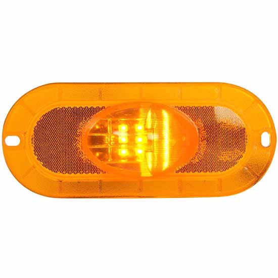 Amber LED Amber Lens Oval Flange Mount Side Marker, Turn Signal