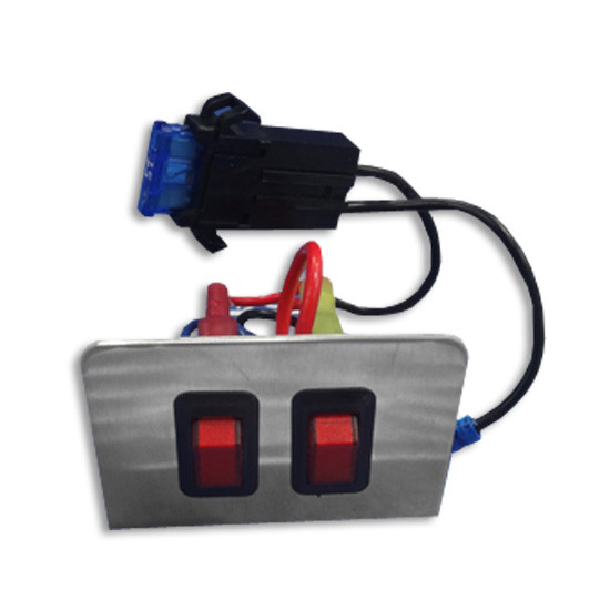 Switch Plate W/ 2 Illuminated Rocker Switches 20 Amp - 4 State Trucks