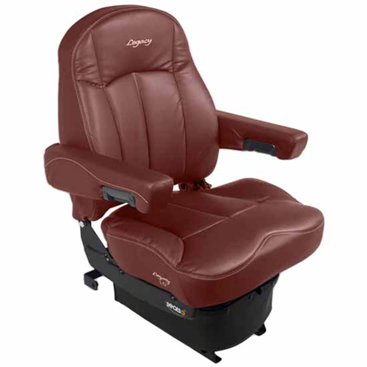 Legacy Lo Burgundy DuraLeather Mid Back Low Base Seat W/ Armrests, Heater,  Massage