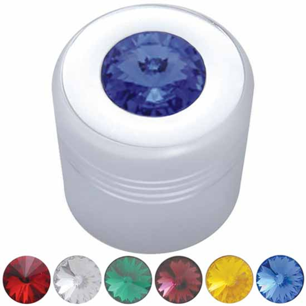 7/8 Inch Chrome Glove Box Knob Cover With Color Jewel 4 State Trucks