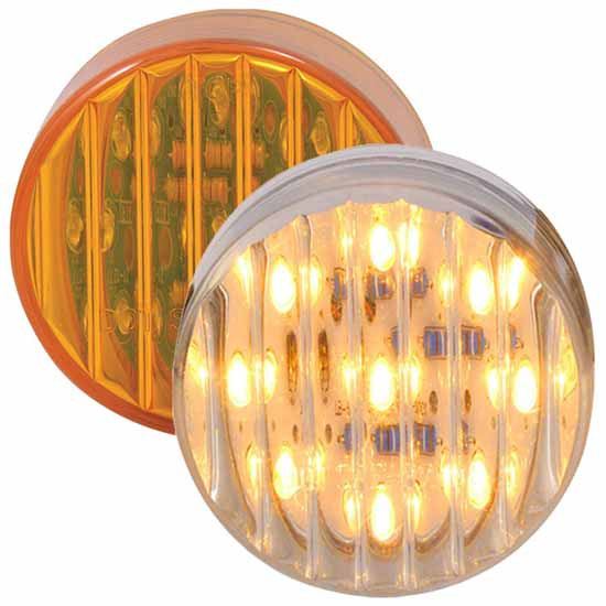 2 Inch Round Amber LED Clearance Marker Light With 9 Diodes and Ribbed