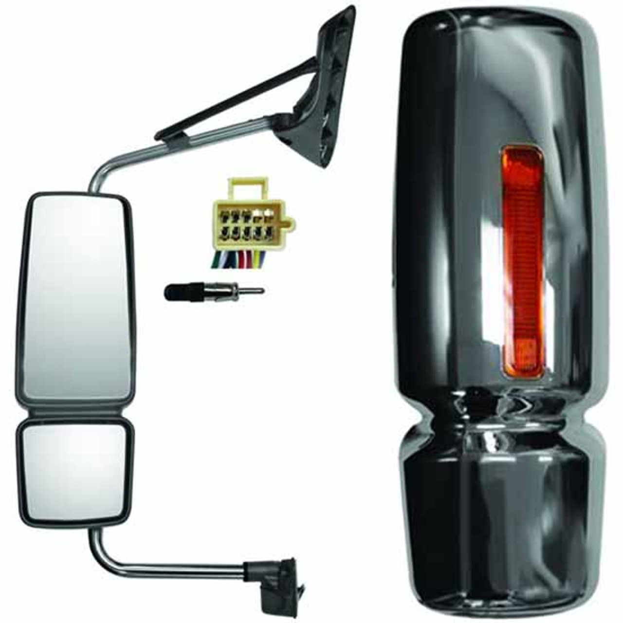 Chrome Heated/Lighted Mirror Assembly W/ Bracket For International  DuraStar, WorkStar Driver/Passenger Side