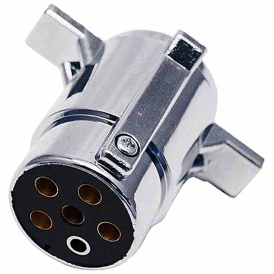 Trailer Plug Connector Set, 6 Pole Round FM Socket Vehicle End And 6