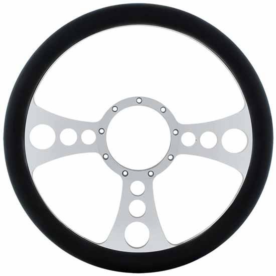 FLASHPOWER 14" Billet Aluminum 9-Hole Steering Wheel Kit – Horn Button & Hub Adapter Included