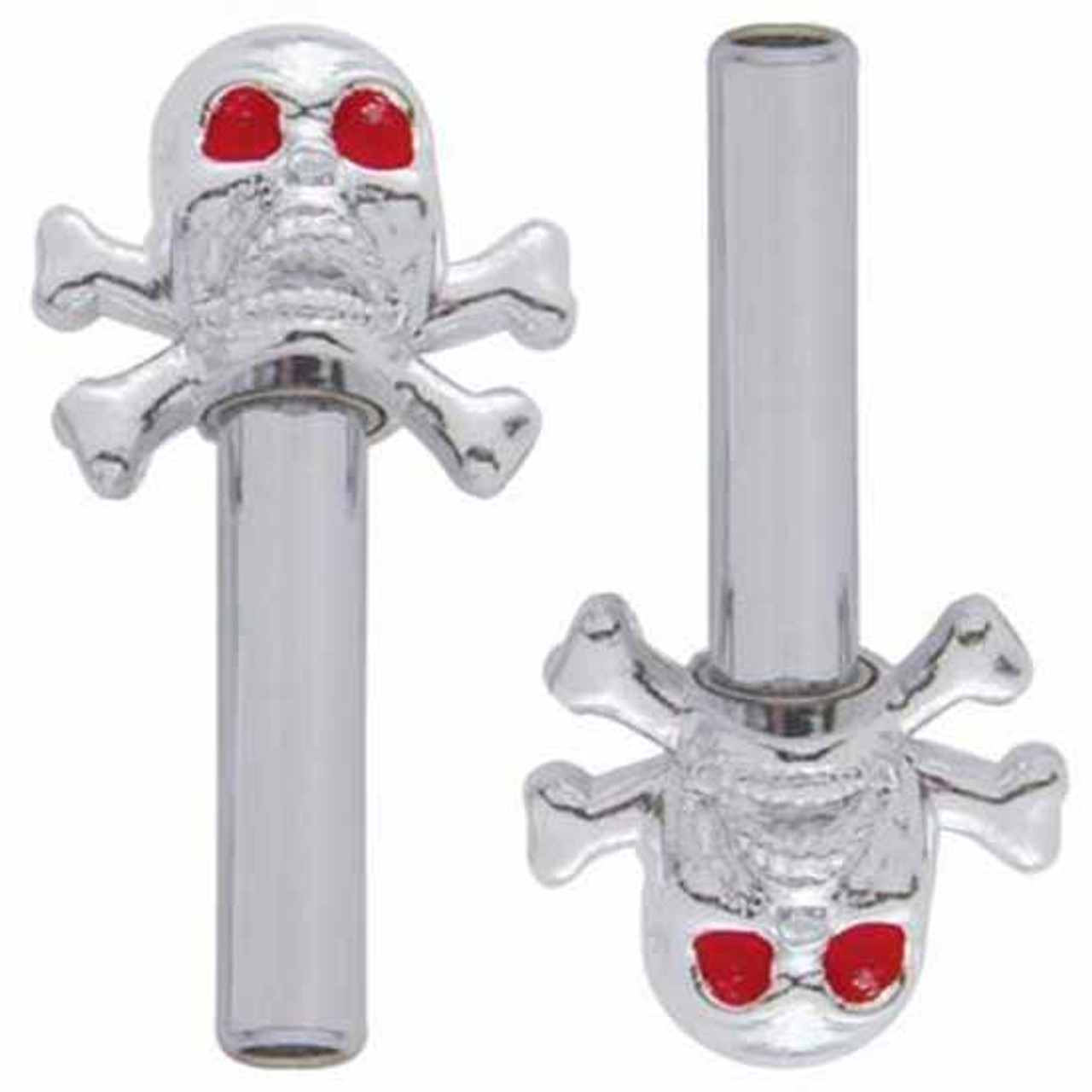 Chrome Skull Door Lock Knobs - 2Pc Set - 4 State Trucks