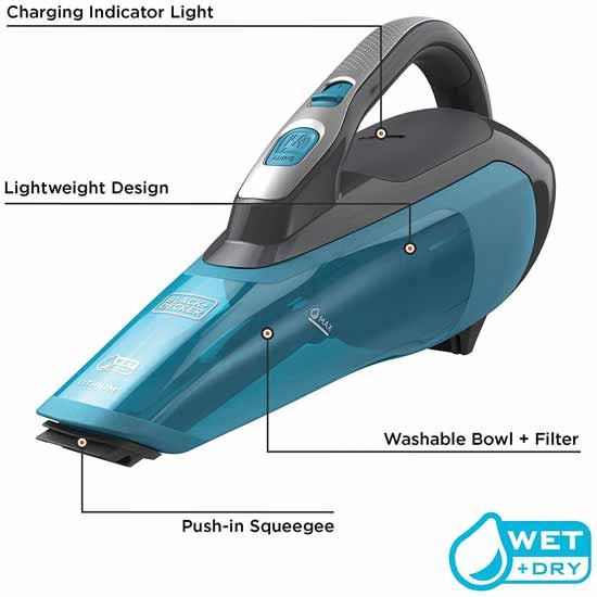 Wet And Dry Hand Vacuum W/ 9.5 Lithium Battery 4 State Trucks