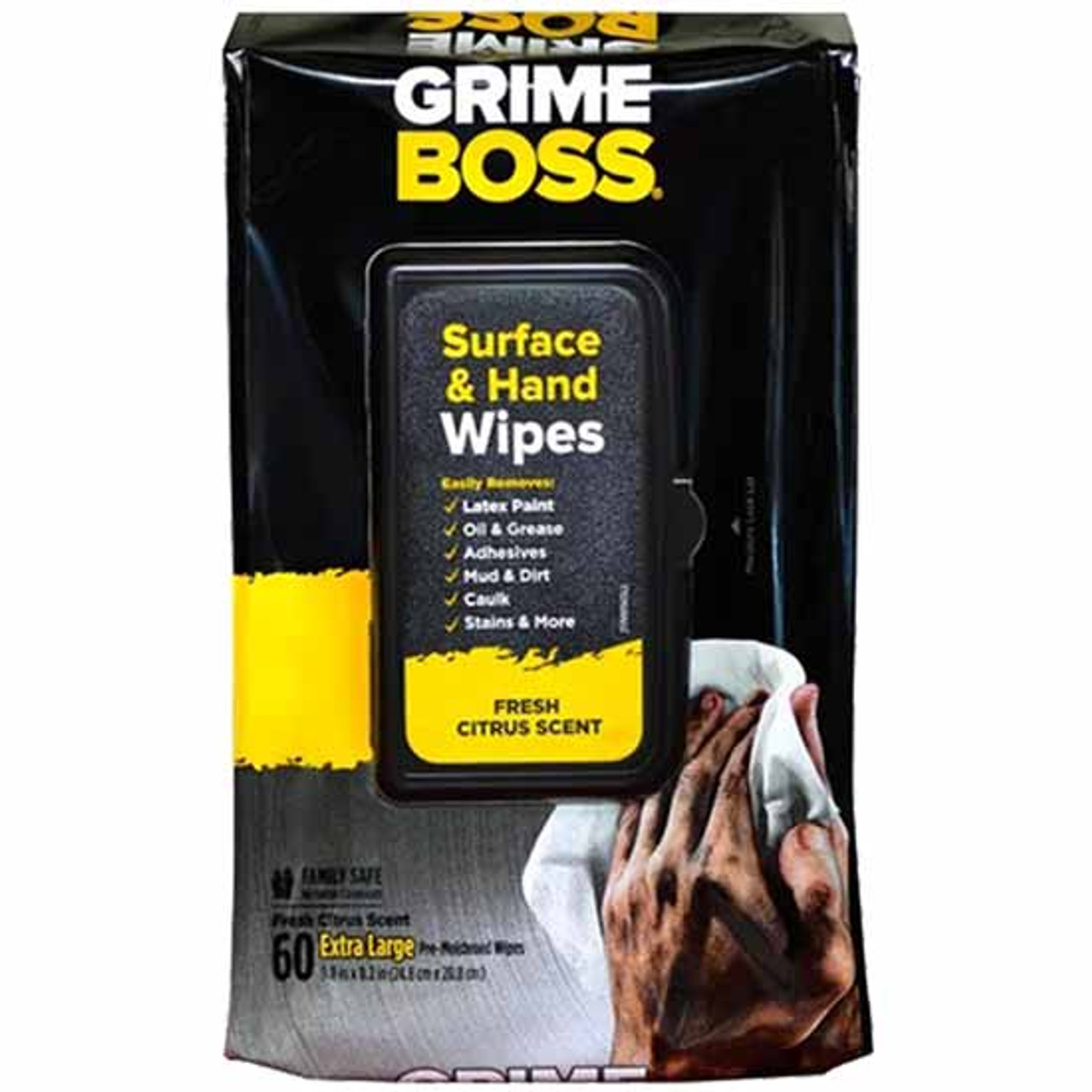 Grime Boss Heavy Duty Wipes W/ Citrus Scent - 60 Pack