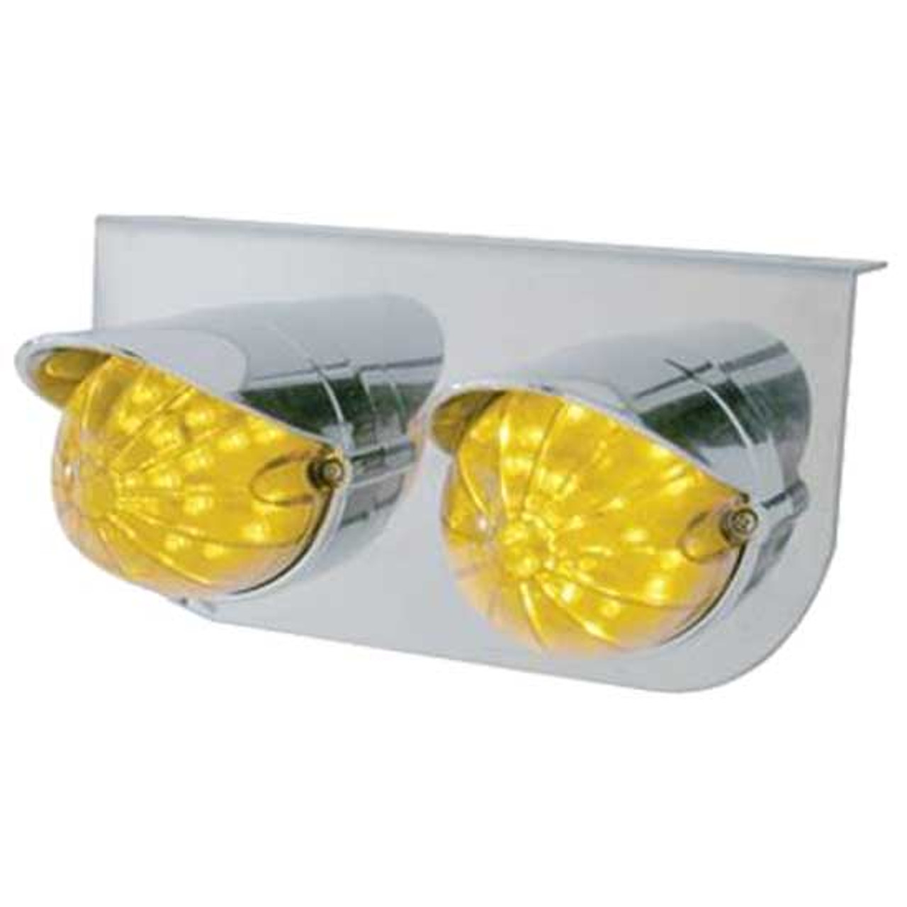 Stainless Steel Light Bracket W/ Two 19 LED Watermelon Marker/Auxiliary Lights & Visor 4 State