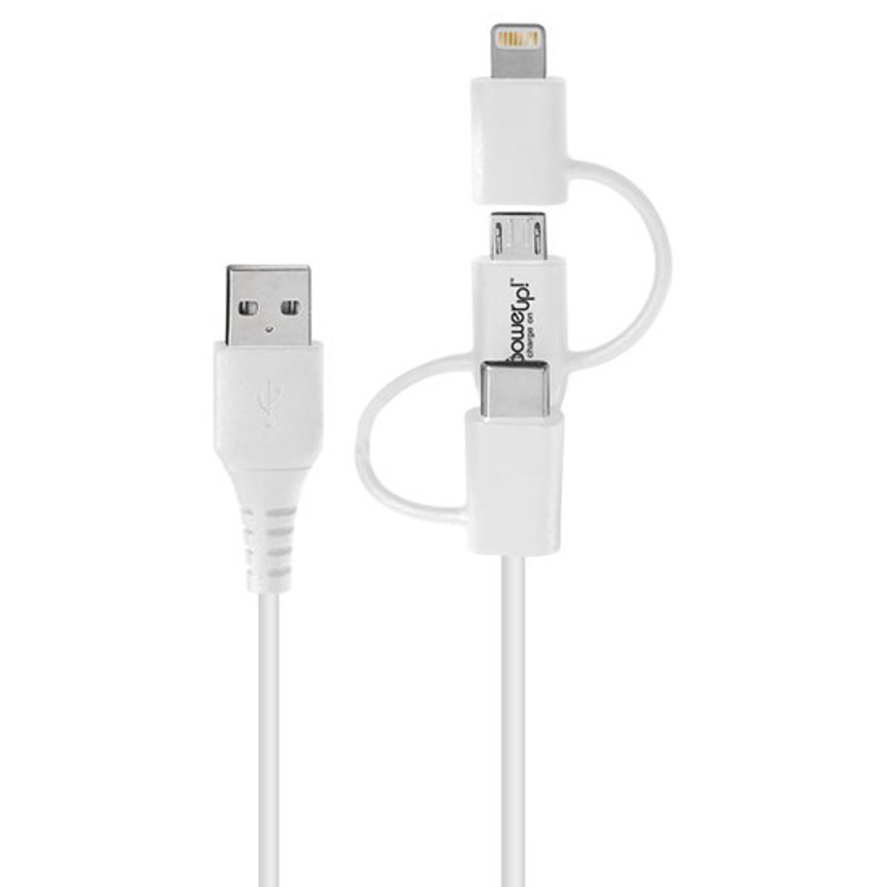 onn. Lightning to USB Cable, White, 3 ft 