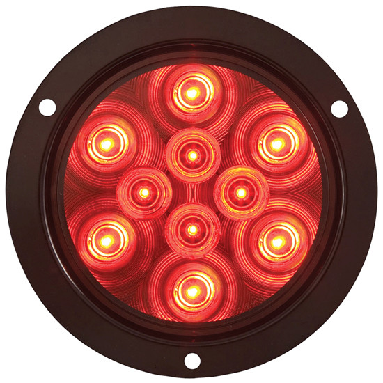 2-Pack Red 12 LED Round Stop/Turn/Tail Truck Lights With Reflex Flange Mount – Super Bright & Durable