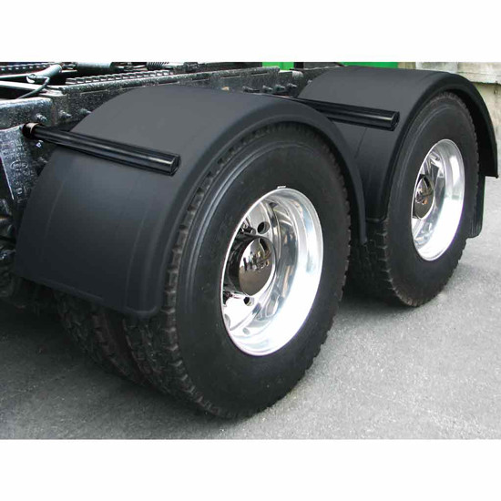 Black Poly Single Axle Fenders With Rolled Edge 76 Inch - 4 State