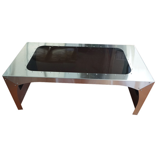 TRUCK FURNITURE トラックファニチャー　COFFEE TABLE Coffee Table Brushed Stainless Steel W/ Semi Truck Graphic
