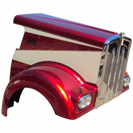 Jones Performance Fiberglass Hood For Kenworth W900L Straight Cowl Flat
