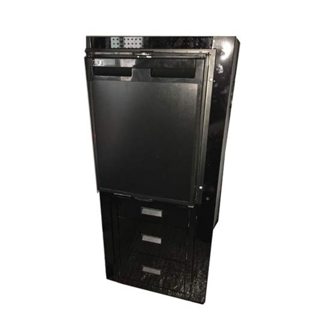 Black 2 Drawer Cabinet W/ Refrigerator Mount & Microwave Passenger Side For  Kenworth W900 - 4 State Trucks