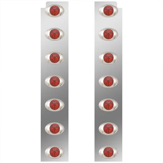 Stainless Steel Rear Air Cleaner Light Panels W/ 14 P3 Red LED Lights
