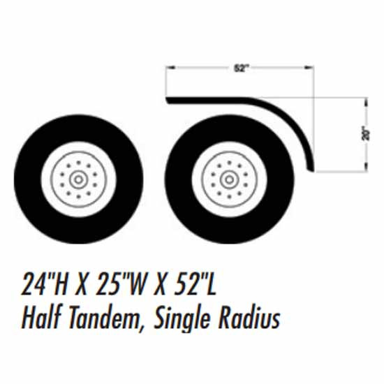 Merritt Half Tandem Fender 52 Inch Diamond Plate Aluminum 4 State Trucks