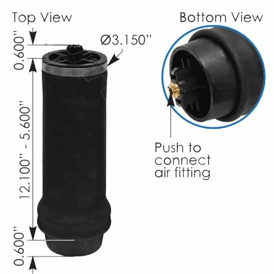 Air Bag For Rear Of Cab Or Sleeper Replaces 1866715000 & W023587215