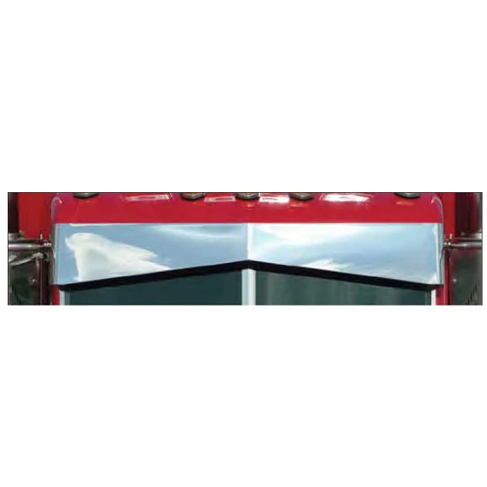Roadworks 6 X 10.5 Inch Stainless Steel Darwin Style Untie Visor For Peterbilt 300 Series Ultracab Or Flat Top W/ Cab-Mounted Mirrors