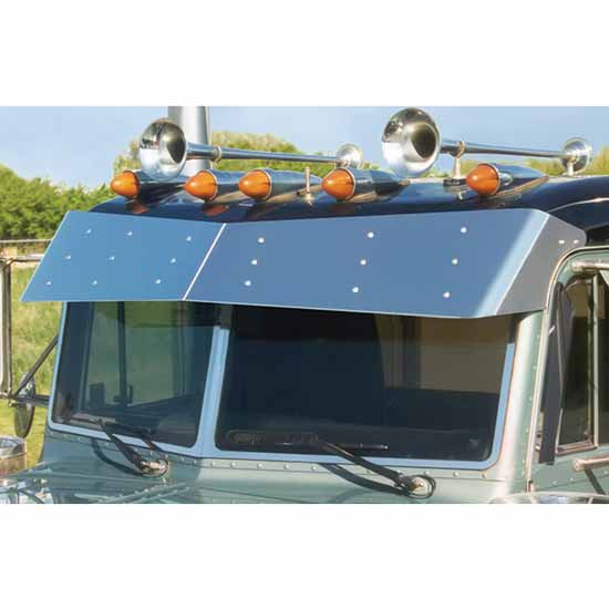 Roadworks Stainless Steel Monster Drop Bowtie Visor For Peterbilt 1988-2005