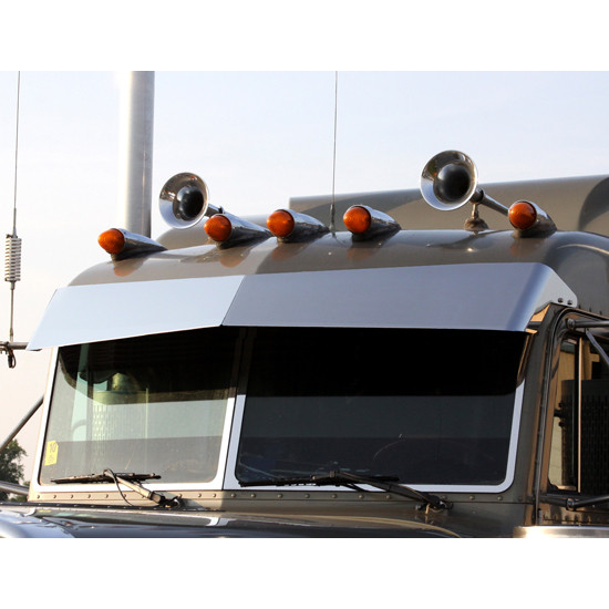 Roadworks 8.209 X 11.163 Inch Stainless Steel Bowtie 2 Piece Drop Visor For Peterbilt 300 Series