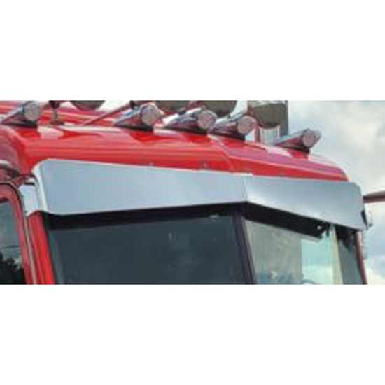 LC 5 X 9 Inch Stainless Steel 2 Piece Bowtie Visor For Peterbilt 378, 379 & 389 W/ 2 Piece Flat Windshields