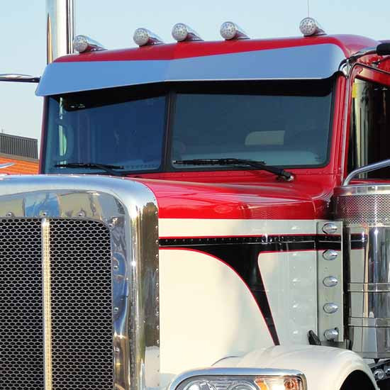 12 Gauge Customs 8 x 5 Inch Aluminum Mighty Wicked Visor For Peterbilt Ultracab Only