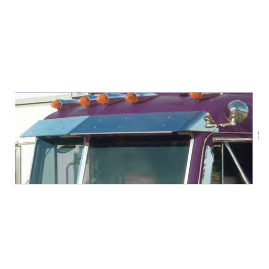 Roadworks 11 Inch Stainless Steel 2 Piece Extended Visor For Peterbilt UltraCab 2002-2005