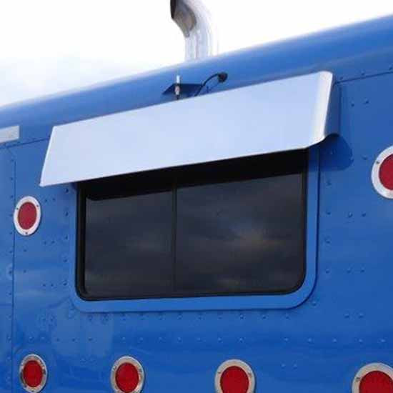 CSM 42 X 9 Inch Stainless Steel Drop Rear Window Visor For Peterbilt & Kenworth